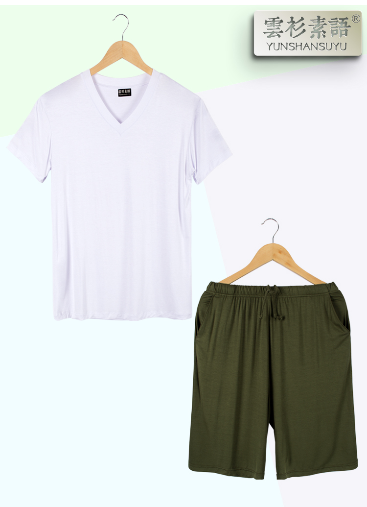 Mùa hè của Nam Giới Phương Thức Cộng Với Ngắn Tay Áo Quần Short Mỏng Đồ Ngủ Giản Dị Nhà Bộ Dịch Vụ Có Thể Mặc Năm Quần
