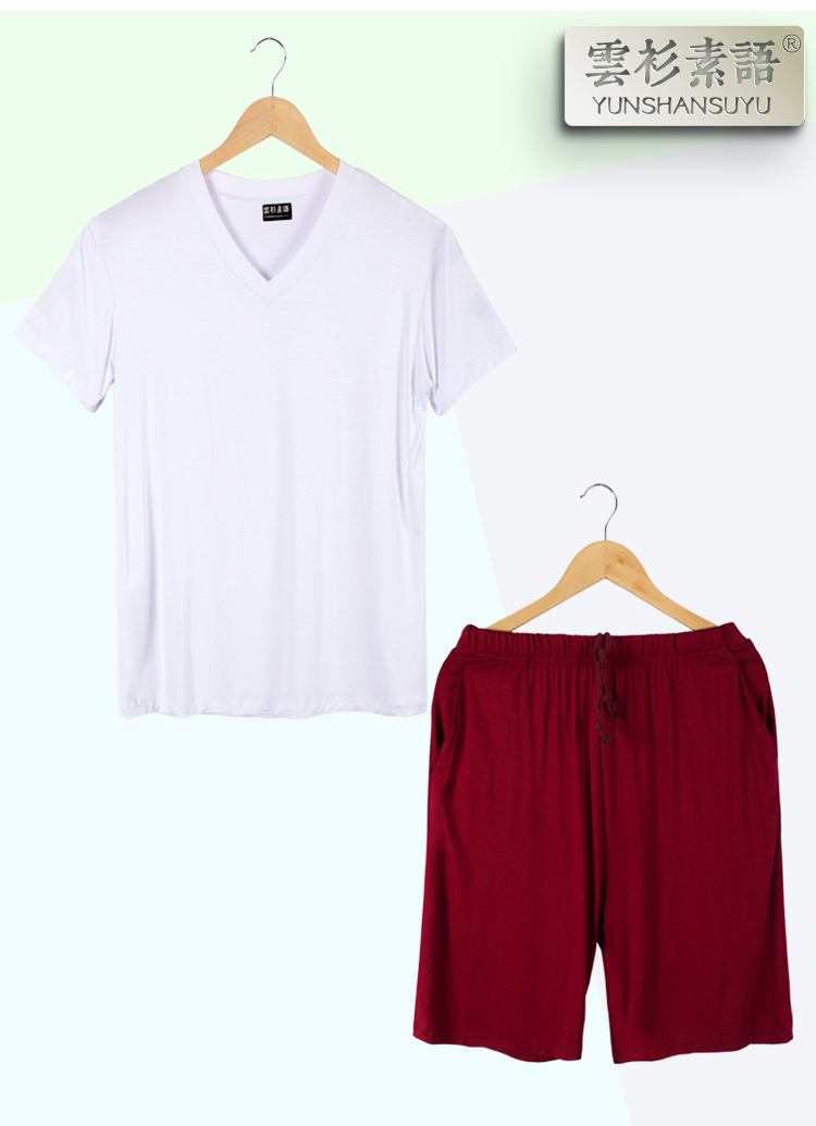 Mùa hè của Nam Giới Phương Thức Cộng Với Ngắn Tay Áo Quần Short Mỏng Đồ Ngủ Giản Dị Nhà Bộ Dịch Vụ Có Thể Mặc Năm Quần