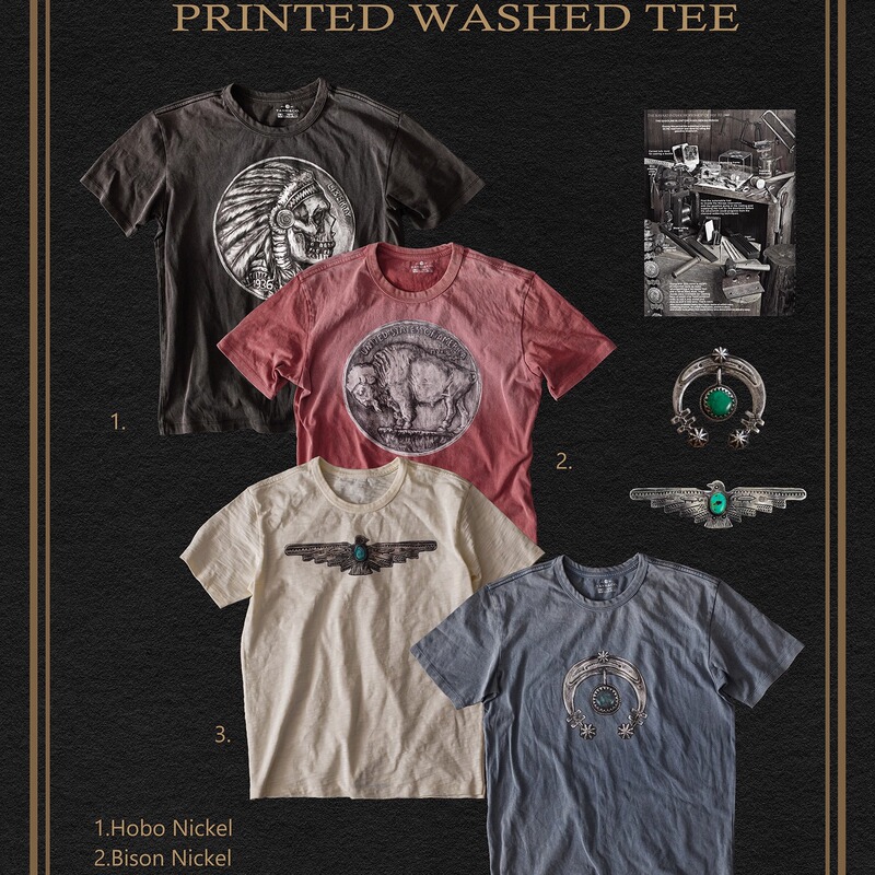 Tash'Metal Jewelry' American Western Vintage Distressed Washed Print Short Sleeve T-Shirt Watermelon Washed Red
