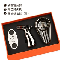 Черный мусор+сигарный срез+черная керамическая пепельница