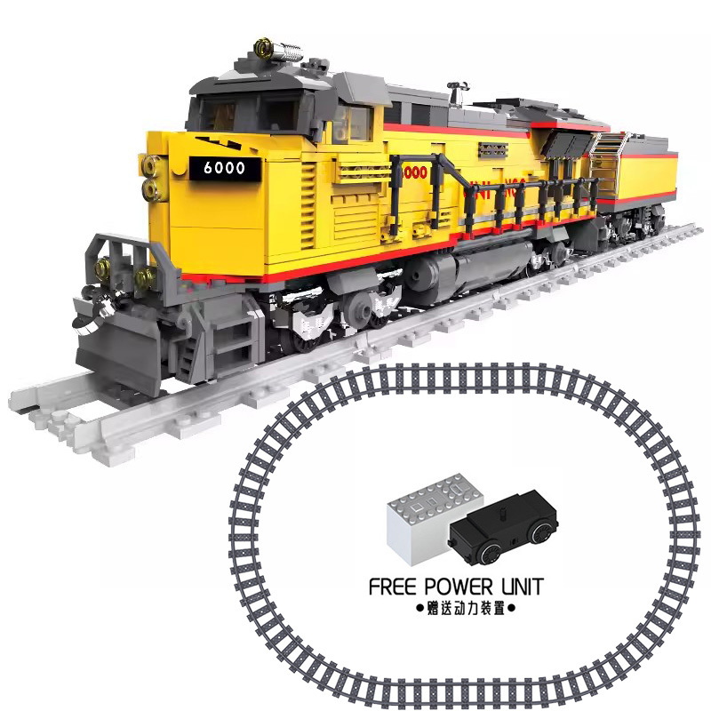 China Building Block City Heavy-Duty Freight Train Ac6000 Diesel Internal-Burning Locomotive Electric Small Particle Assembly Toy