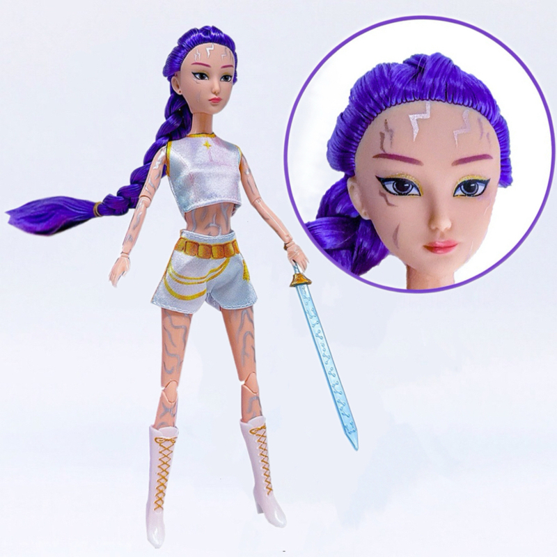 New Kpop Huntress Girl Group Rumi Rumiara Zoe with Lightning Tattoo Jointed Movable Doll Toy Gift