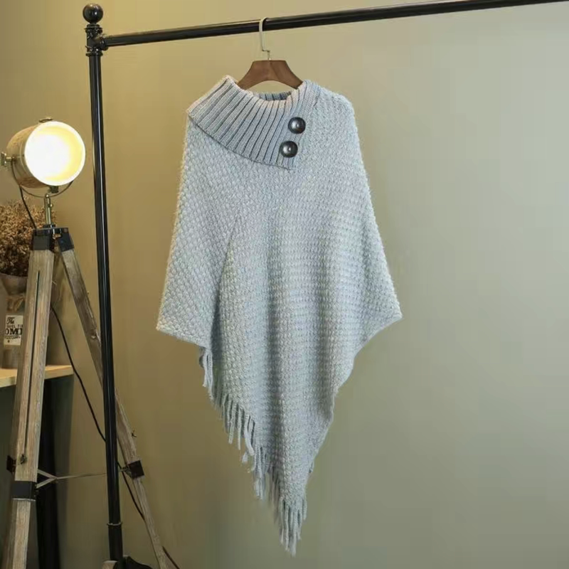 Irregular Tassel Cape Sweater for Women with Unique Design, Pullover Knit Outerwear Top