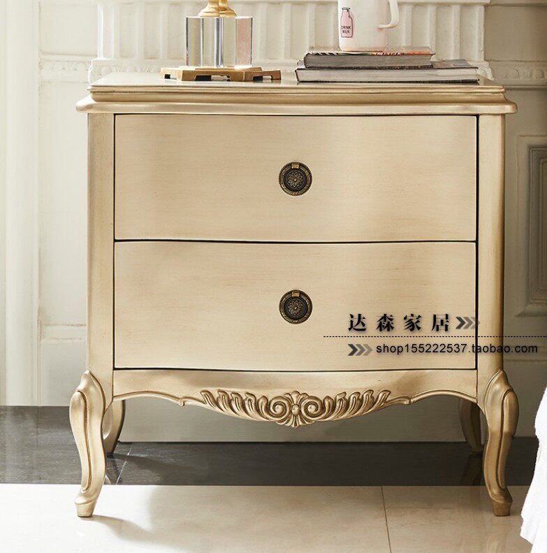 Light Extravagant Mesh Red Bed Head Cabinet American Bedroom Bedside Cabinet Solid Wood Carved Furniture Cabinet Storage Cabinet Storage Chest of drawers