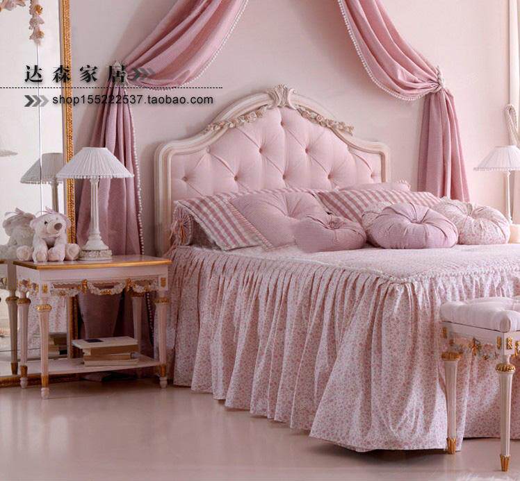 Eurostyle Solid Wood Pink Princess Bed Children's Bed American Italian Solid Wood Soft Bag Girl Bed Linen Bed Children Bed