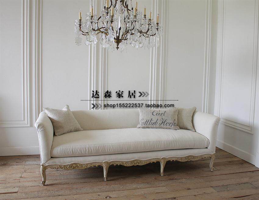 French antique furniture European style solid wood sofa French retro old solid wood three chairs can be customized