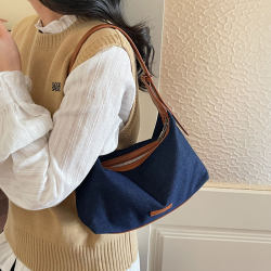 Korean Niche Denim Underarm Bag for Women 2026 New Fashion Versatile Shoulder Bag Casual Large Capacity Commuter Bag
