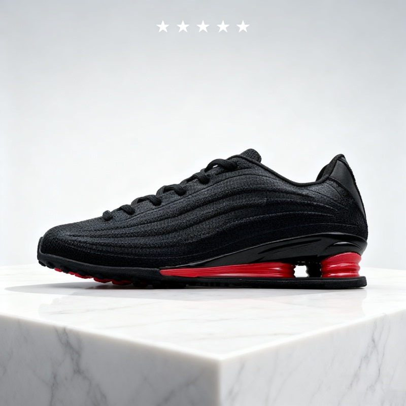 【Qujiu】Men's Shoes, Air Cushion Running Shoes, Classic Air Cushion Shoes for Men and Women, Black and Red, Comfortable Shock-Absorbing Sports Shoes