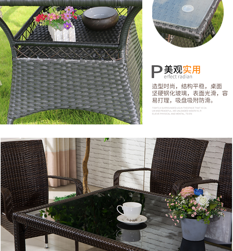 Đồ gỗ ngoài trời vườn bảng và ghế vườn mây bàn ghế kết hợp ban công mây ghế bàn cà phê năm mảnh giả mây bàn ăn và ghế bàn ghế sân thượng