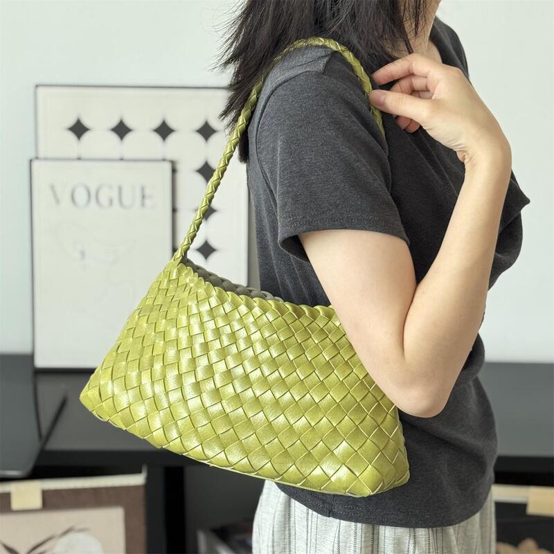 Regular Price Is over 500! Made by Major Manufacturers! Hand-Woven Genuine Leather Dumpling Bag, Cowhide Women's Bag, Shoulder Underarm Bag