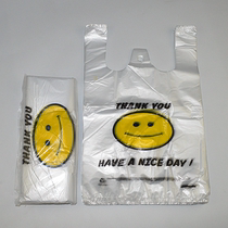 Smiley face bag 32*50 transparent supermarket shopping plastic bag convenient vest packing bag portable plastic bag wholesale