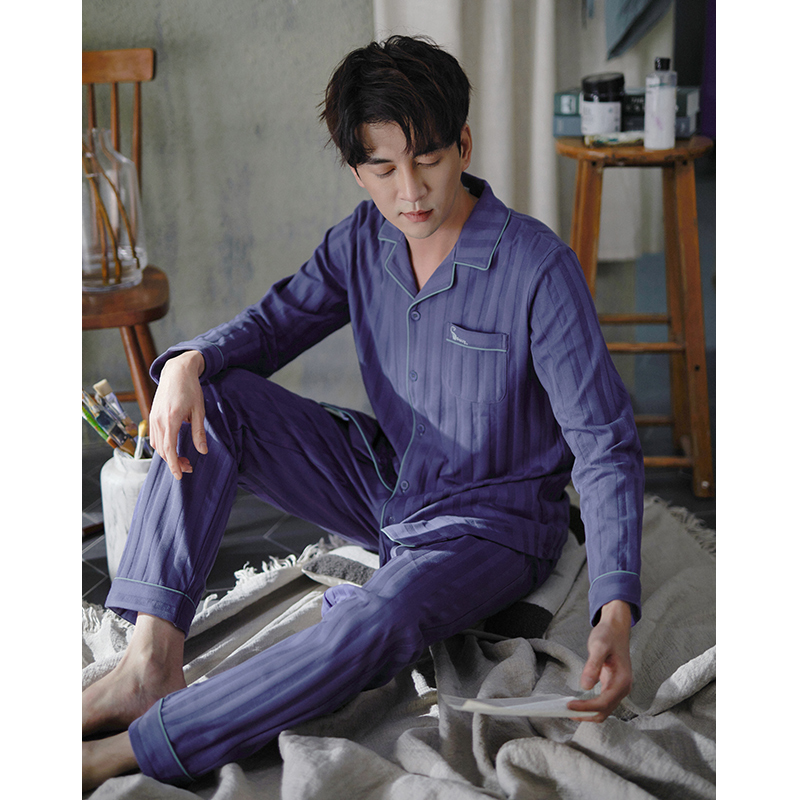 2022 new sleepwear men's spring and autumn clothes pure cotton long sleeve autumn winter full cotton home for men's fall suits