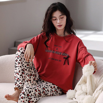 2022 New pure cotton pyjamas ladies spring and autumn with long sleeves autumn and winter All cotton Home Residence Suits can be worn outside