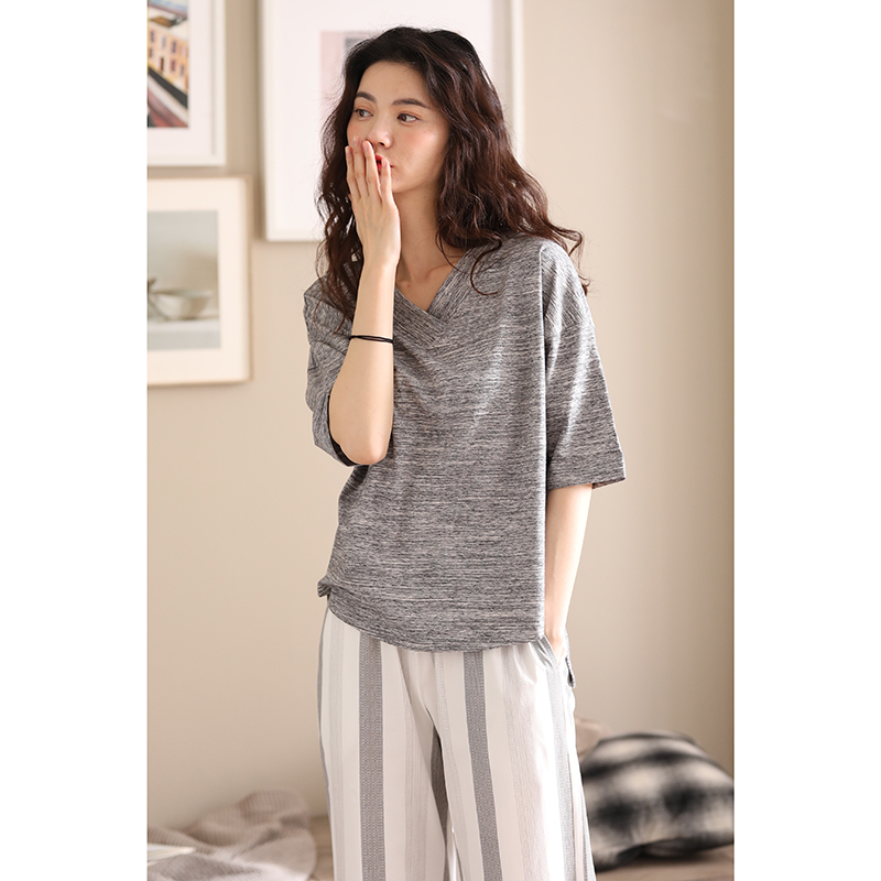 2022 New Sleepwear Women's Summer Short Sleeves Pure Cotton Summer Thin Spring Summer Full Cotton Extractable Suit Suit