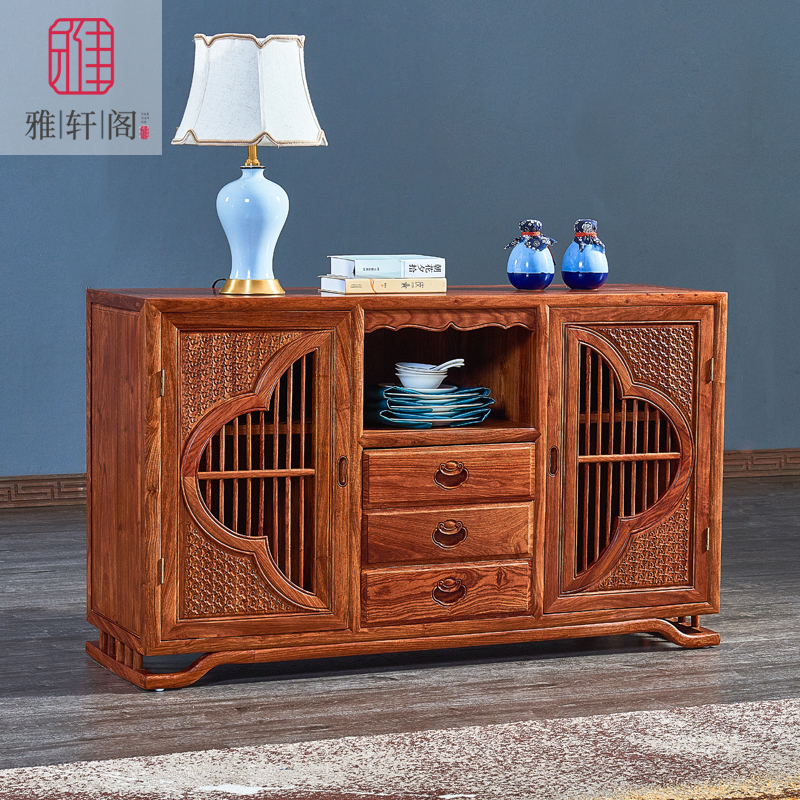 Hedgehog red sandalwood mahogany sideboard solid wood rosewood Chinese storage tea cabinet multi-functional storage cabinet bowl cabinet