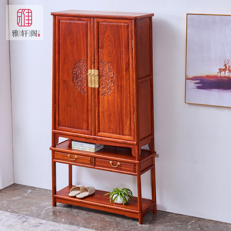 Mahogany new Chinese style wardrobe rosewood entry storage cabinet shoe cabinet hedgehog red sandalwood bookcase locker foyer cabinet