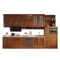 Oppein cabinet integrated cabinet custom home ancient European style quartz stone countertop kitchen kitchen cabinet integrated stove cabinet