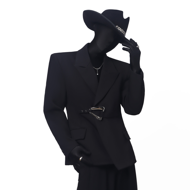 Blackclothes High-End Tailored Waist-Cinching Silhouette Light Luxury Blazer Simple Elegant Shoulder-Padded Long-Sleeve Suit Trendy