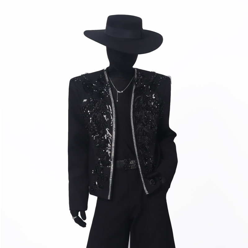 Blackclothes Heavy-Duty Sequin Embroidered Short Jacket for Men, Cool and Trendy Niche Brand, Chanel Style