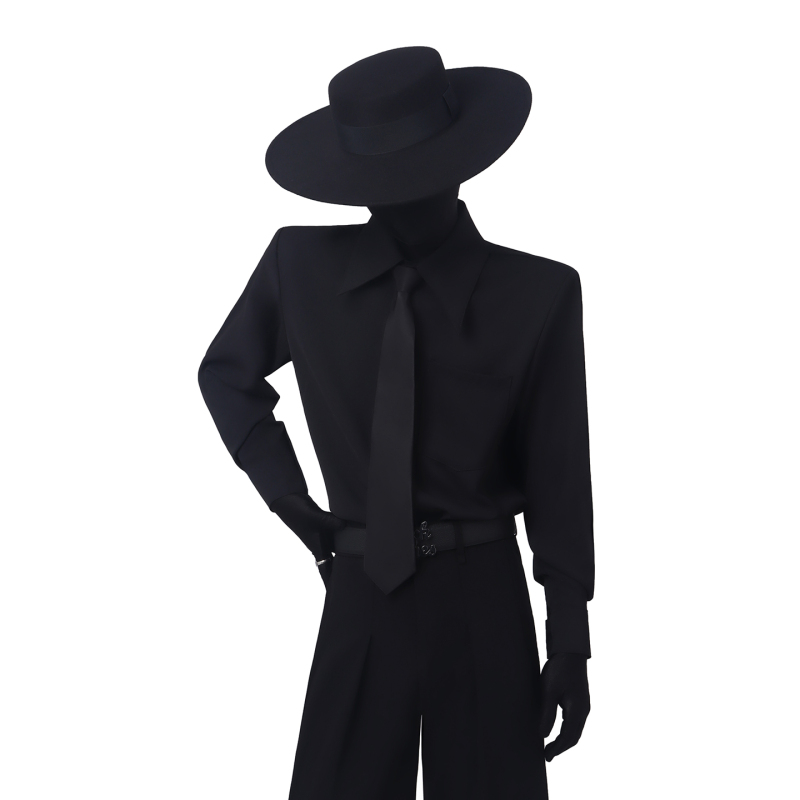 Blackclothes Minimalist Ascetic * Black Tie Casual Simple Black and White Shirt Suit with Shoulder Pads Shirt