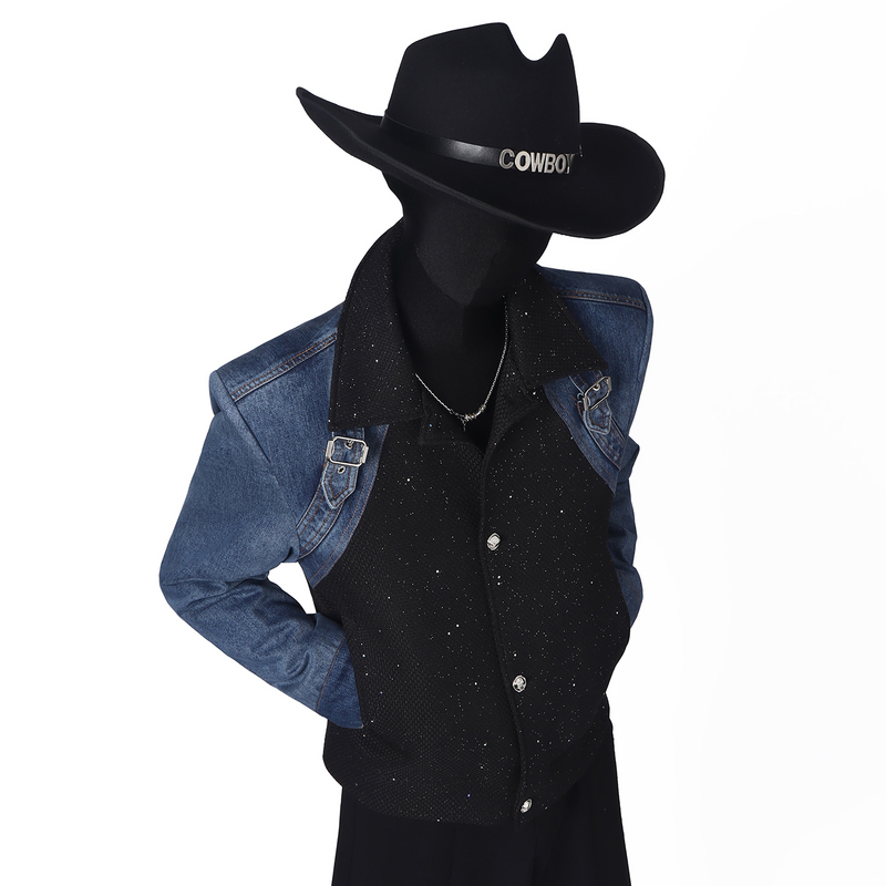 Blackclothes Niche Deconstructed Color-Blocked Denim Short Silhouette Jacket with a High-End Feel Trendy Top Blackclothes Niche Deconstructed Color-Blocked Denim Short Silhouette Jacket with a High-End Feel Trendy Top