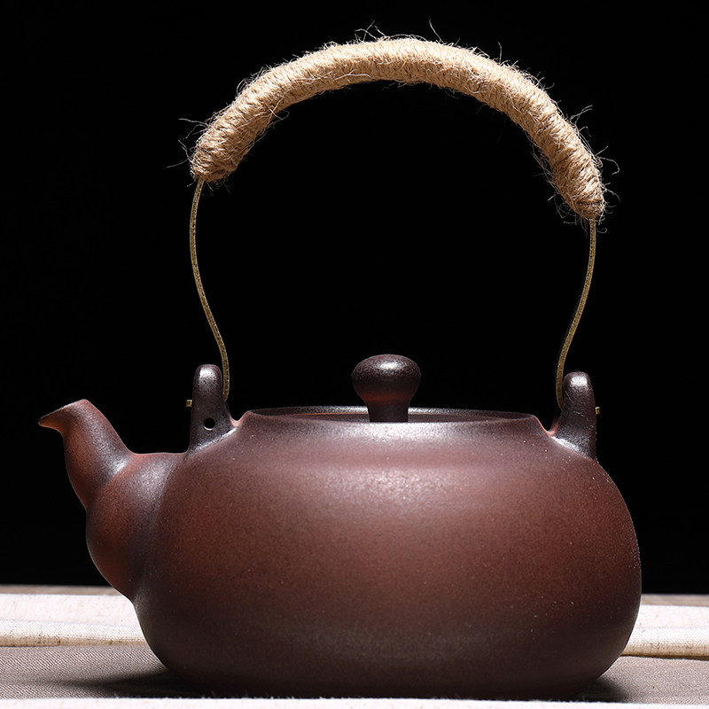 Taiwan handmade pottery pot cooking teapot Ti-liang health preserving pot ceramic sand Charcoal Stove Black Crystal Stove Burning Water Coarse Pottery-Boiling Tea Ware