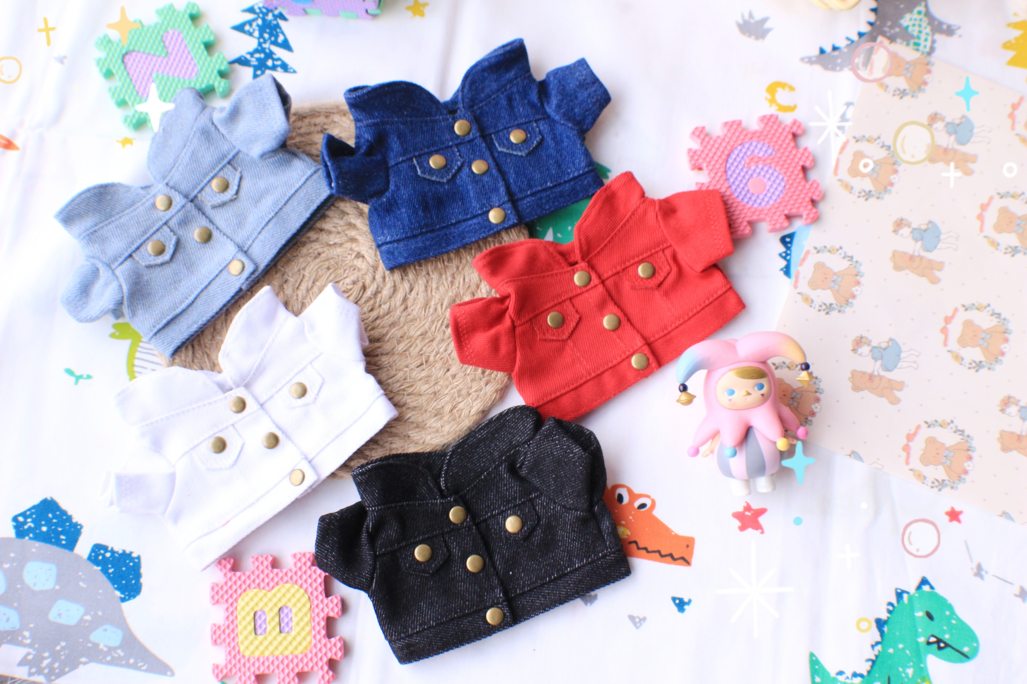 Small watermelon vending machine 15CM 20cm baby clothes casual button denim coat multi-color coat