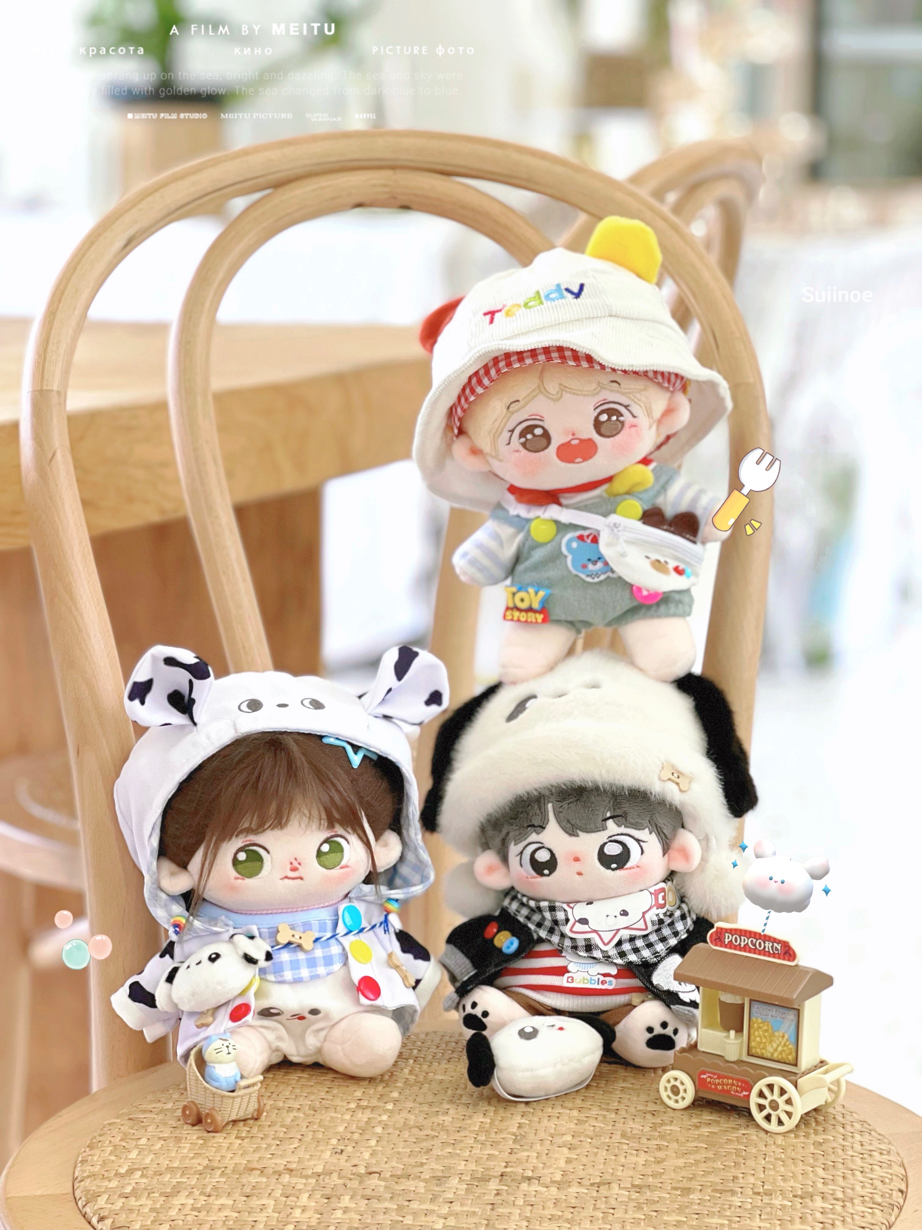 Spot bear amusement park milk and pound bee doodle small watermelon home vending machine 15 20cm cotton doll clothes