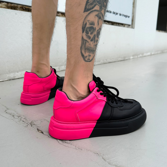 Back-tail rose red skate shoes men's thick-soled platform shoes ເກີບຫນັງແທ້ ເກີບກະເປົ໋າຢູໂຣບ ເກີບຕໍ່າສຸດ