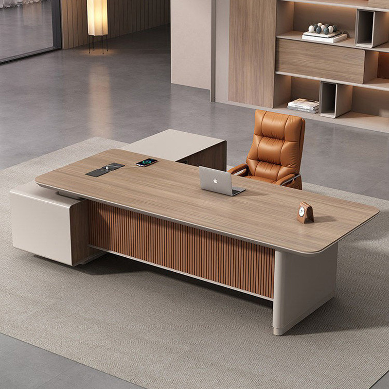 Boss Desk, Office Desk, Light Luxury and High-End Executive Desk, President Manager Office Furniture, Table and Chair Combination Set