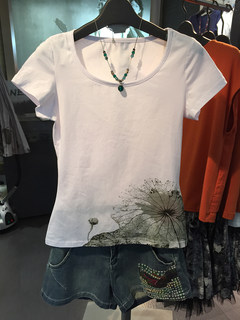 Ink printed dutch pure cotton short-sleeved t-shirt for women, simple slim fit, versatile half-sleeved t-shirt, women's evening shirt san dior