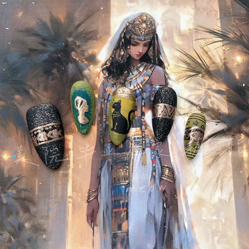 Cleopatra Pharaoh Queen Long Style Handmade Egyptian Wearable Nails