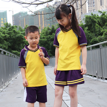 Pearl Sea City Fighting Gate Area Summer Clothing Short Sleeve T-shirt Suit Elementary School Kids Full School Uniform Boys Girls Pure Cotton Sports Clothing