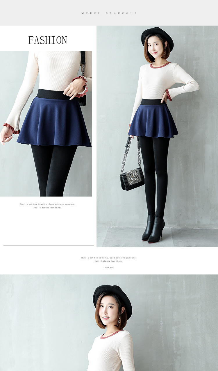 Mùa thu và mùa đông quần legging giả hai dây váy nữ cộng với nhung dày cỡ lớn eo cao đã mỏng bên ngoài mặc bước chân xếp li quần bó quần áo nữ mùa hè đẹp