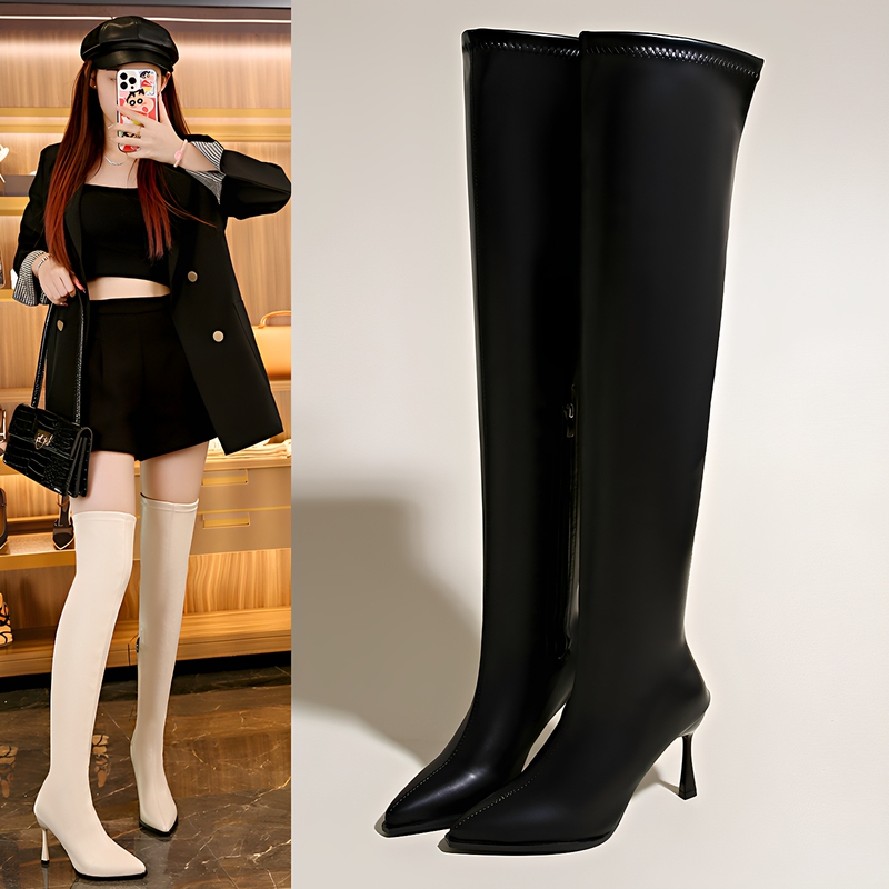 35-44 Large Size Pointed Toe Over-The-Knee Boots High-Heeled Boots Women's Autumn New Elastic Boots Long Boots Stiletto Stockings Boots 35-44 Large Size Pointed Toe Over-The-Knee Boots High-Heeled Boots Women's Autumn New Elastic Boots Long Boots Stiletto Stockings Boots
