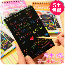 5 This Korean creative scraped colorful coil graffiti Benko scraped paper DIY hand-drawn painting This big number 10 sheets