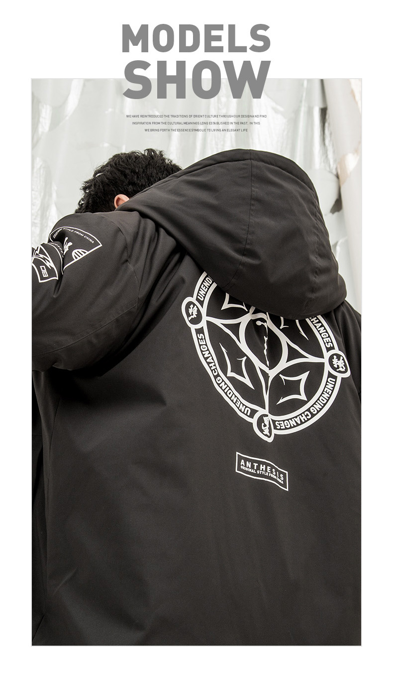 Sau khi đặt hàng cotton nam dài phần hiphop áo khoác nam thủy triều trong nước triều hip hop cotton quần áo nam dày áo khoác nam - Trang phục Couple áo khoác hoodie