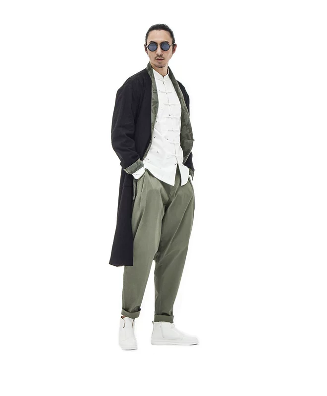 Sau phong cách Trung Quốc Hanfu nam thiết kế ban đầu nam phù hợp với áo khoác mùa thu hai bộ trang phục nam quốc triều