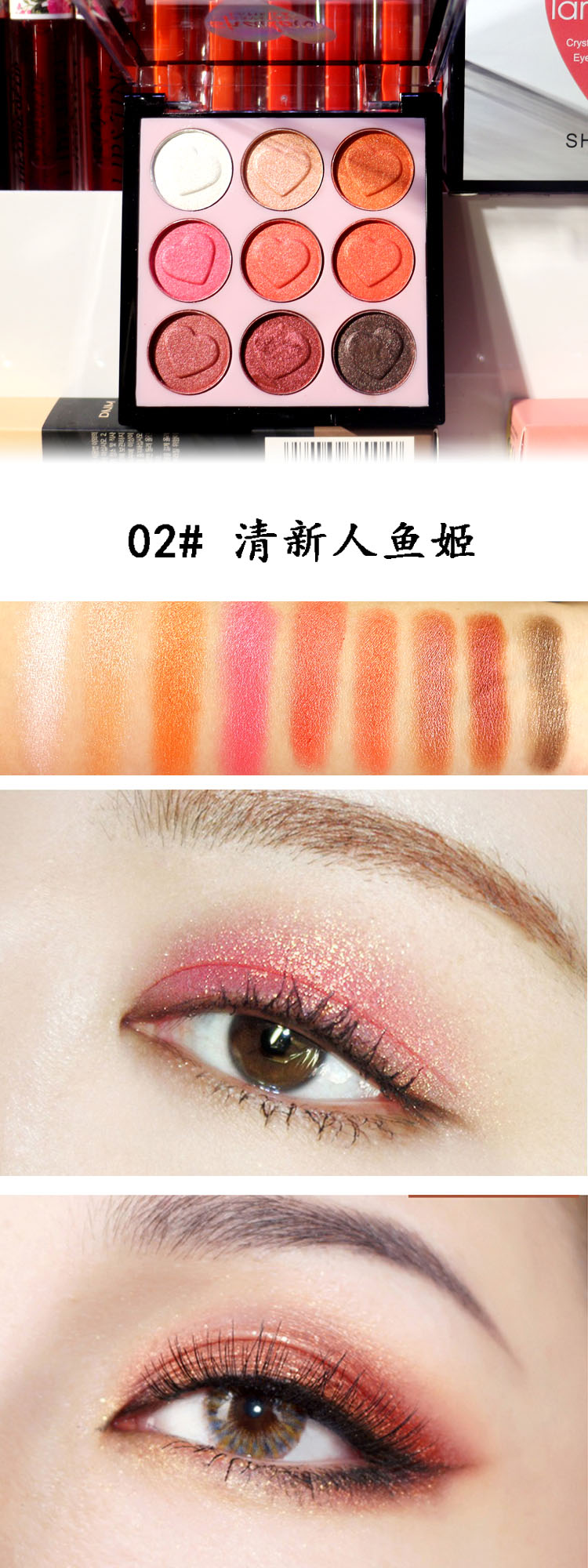9.9 nhân dân tệ vận chuyển 9 màu tình yêu pearlescent eyeshadow khay đào trang điểm bí ngô trái đất màu trang điểm matte bóng mắt phấn mắt huda beauty