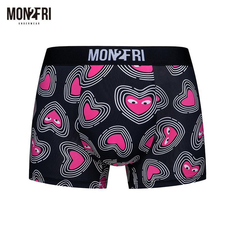 Mon2Fri Men's Underwear Heart-Shaped Fun Trendy Quirky Print Cartoon Cute Valentine's Day Underwear Gift