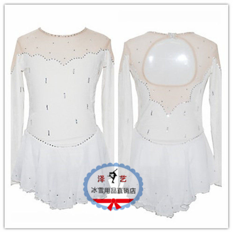 (Zeyi Custom) Ladies and Children's Figure Skating Performance Suits Training Suits Competition Suits White Diamonds