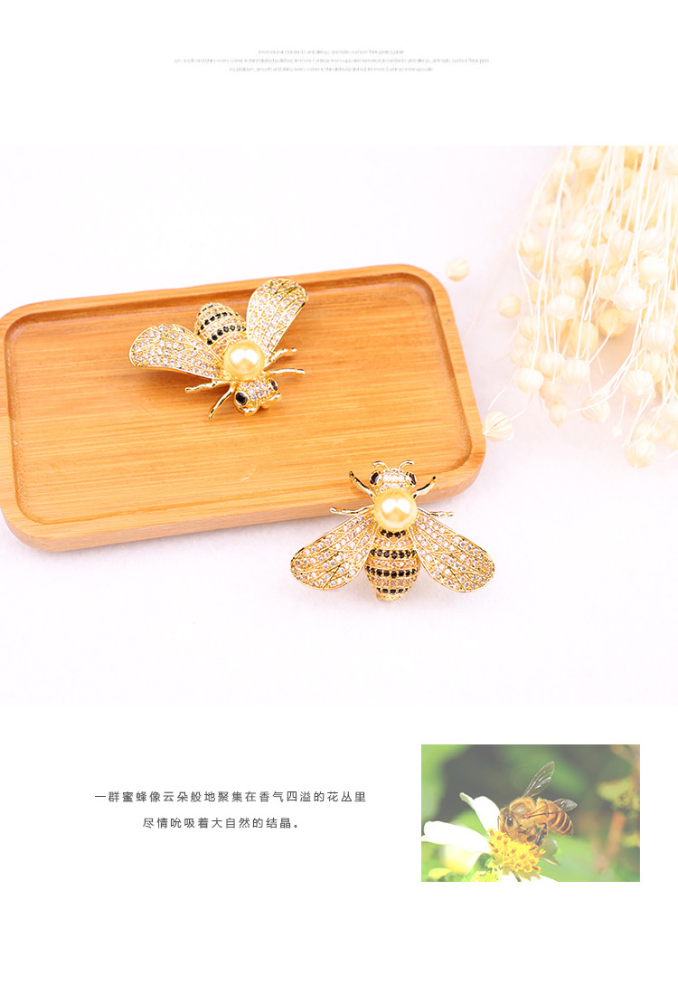 Hàn quốc Sang Trọng Bee Trân Trâm Nữ Corsage Pin Khóa Bầu Không Khí Đơn Giản Pha Lê Áo Len Cardigan Phụ Kiện Áo Khoác