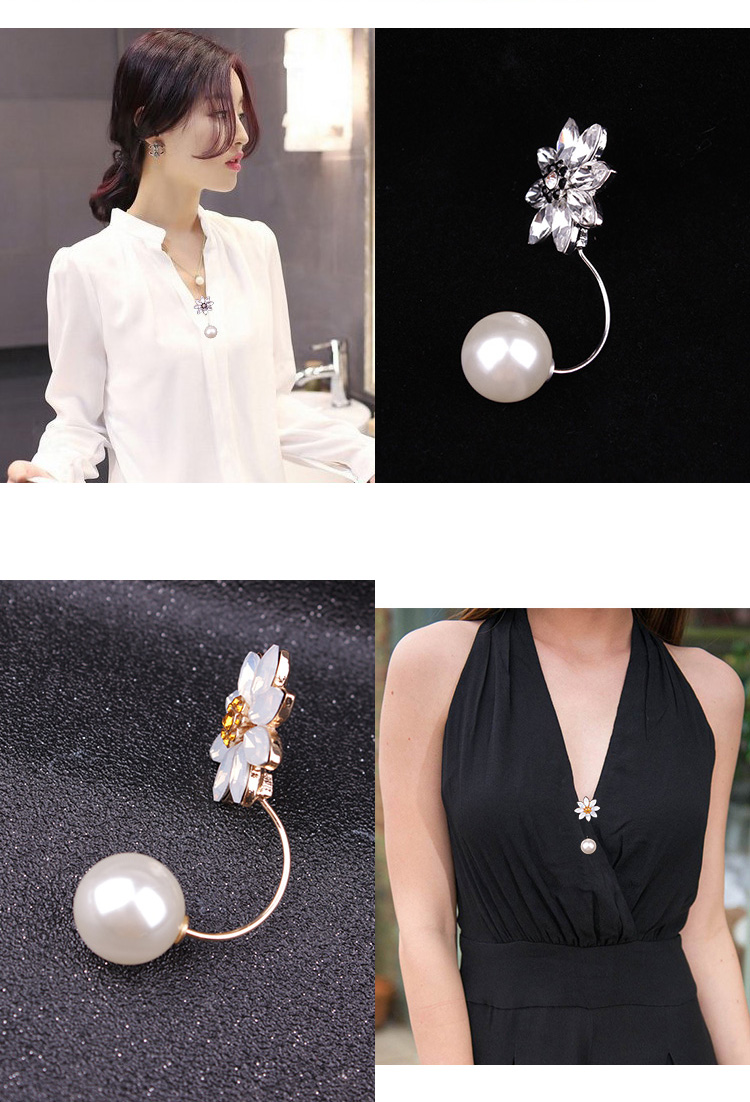 Nhật bản và Hàn Quốc cao cấp pha lê cổ áo pin áo ngọc trai cổ áo hoa đơn giản cardigan pin chống ánh sáng trâm khăn choàng khóa phụ kiện huy hiệu