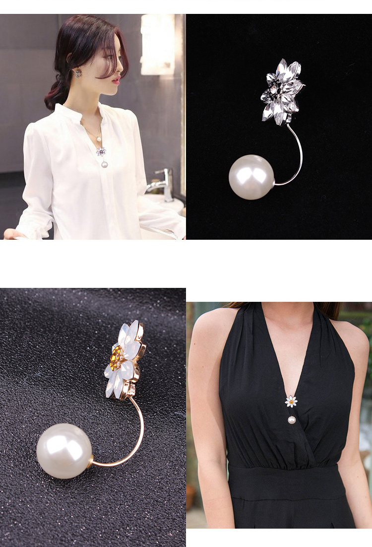 Nhật bản và Hàn Quốc cao cấp pha lê cổ áo pin áo ngọc trai cổ áo hoa đơn giản cardigan pin chống ánh sáng trâm khăn choàng khóa phụ kiện