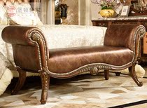 Eurobed tail stool genuine leather swapped stool American bedroom bed front solid wood wearing footstool bedside bench luxurious bed couch