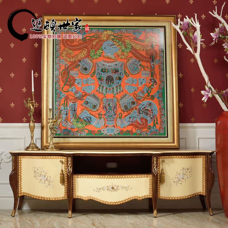 Eurostyle Living Room TV Enclosure Retro Painted Ground Cabinet Bedroom Making Old Short Cabinet Tripper Mediterranean Storage Video Cabinet