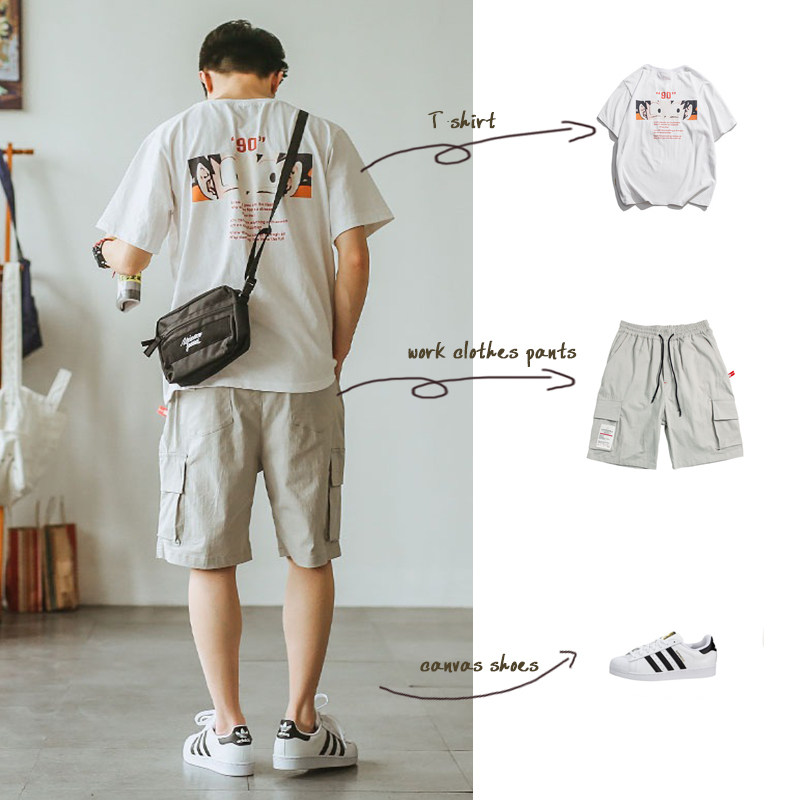 Hey Ma Seven as a summer men's shorts for summer men's shorts wearing 50% pants overalls Tide Cards Sports Beach Pants Casual Pants