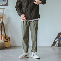Hey Ma Qizuo original Japanese retro autumn casual pants mens solid color loose straight pants couple Tide brand overalls