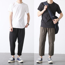 Hey Ma Seven Japanese Retro Summer Joker base shirt Youth Round Collar Brand Short T-shirt Couple Short Sleeve Men
