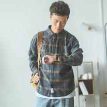 Hey Ma Qizuo Japanese retro shirt mens Tide brand Plaid long sleeve loose casual shirt jacket couples